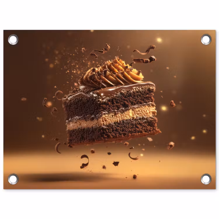 Taart - Chocolade - Eten - Brownie tuinposter los doek klein -3d