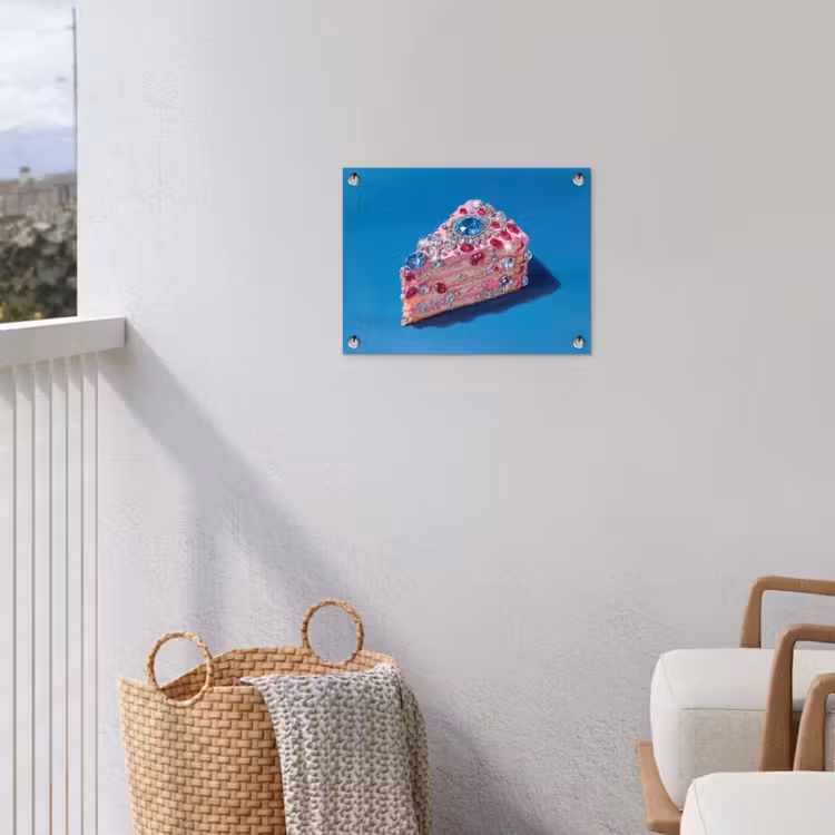 Taart - Edelstenen - Glitters - Roze tuinposter los doek klein -sfeer8