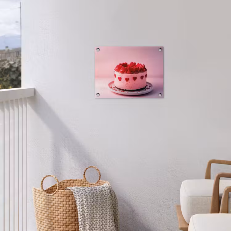 Taart - Hart - Roze tuinposter los doek klein -sfeer8