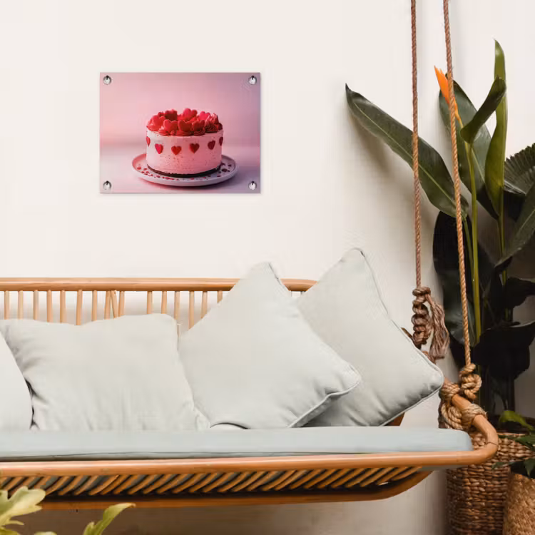 Taart - Hart - Roze tuinposter los doek klein -sfeer7