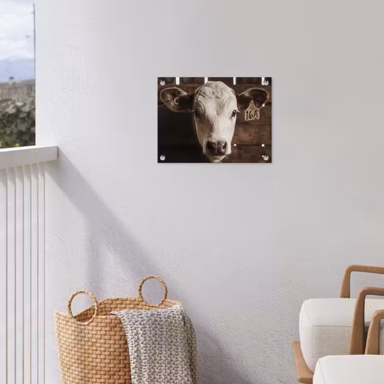 Kalf - Oormerk - Houten stal tuinposter los doek klein -sfeer8