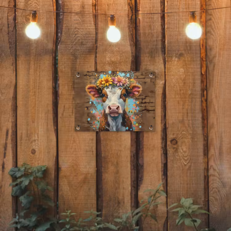 Kalf met Bloemenkroon tuinposter los doek klein -sfeer1