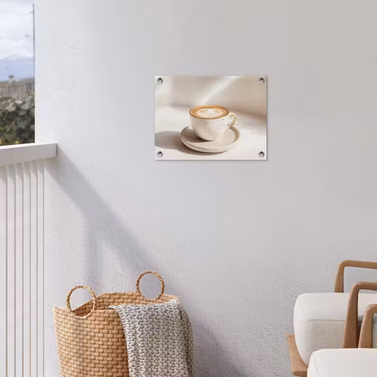 Cappuccino - Schuim - Schotel - Beige tuinposter los doek klein -sfeer8