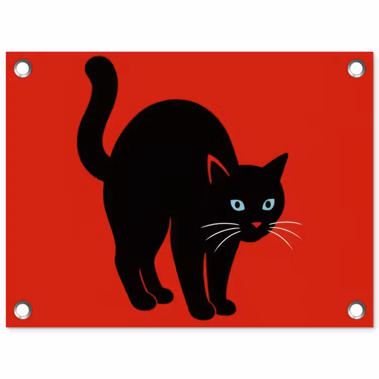 Kat - Zwart - Staart tuinposter los doek klein -3d