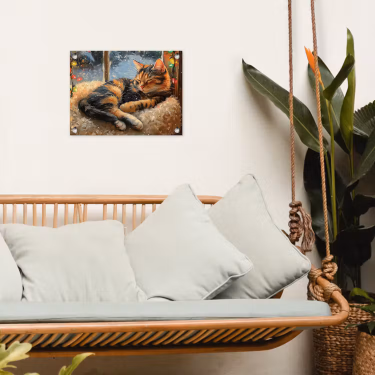 Kat - Kerst - Winter - Dier tuinposter los doek klein -sfeer7