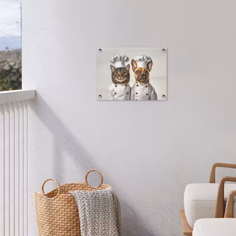 Kat - Hond - Kokskleding tuinposter los doek klein -sfeer8