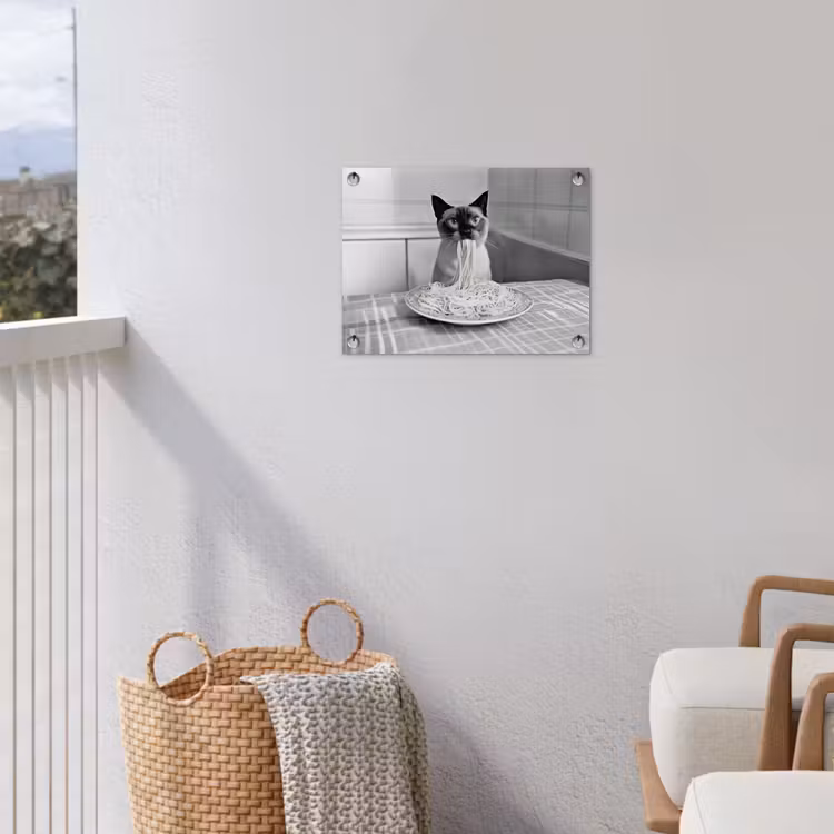 Kat - Siamees - Zwart Wit - Schattig - Dieren tuinposter los doek klein -sfeer8
