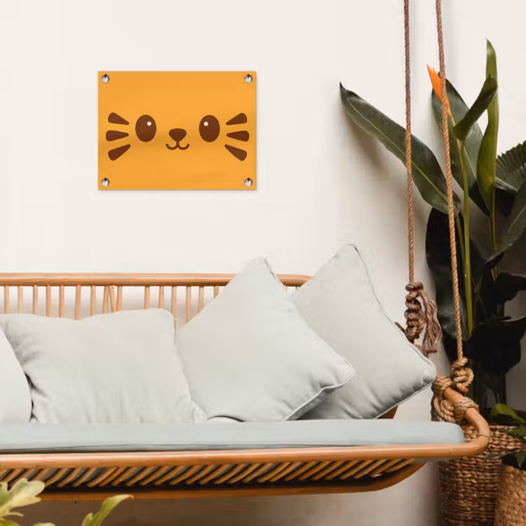Kat - Simplistisch - Oranje - Vrolijk tuinposter los doek klein -sfeer7