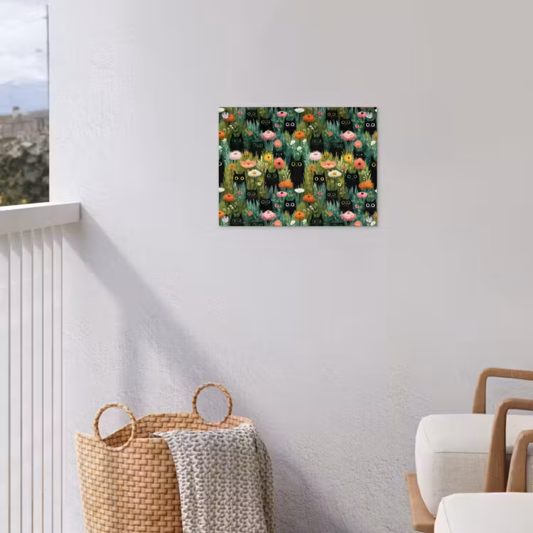 Katten - Bloemen - Kleurrijk tuinposter los doek klein 239 -sfeer8