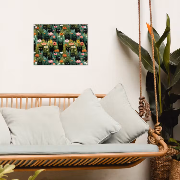Katten - Bloemen - Kleurrijk tuinposter los doek klein 239 -sfeer7