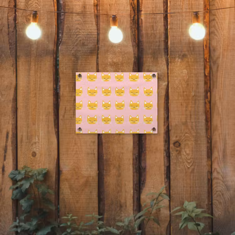 Katten - Patroon - Roze tuinposter los doek klein 239 -sfeer1