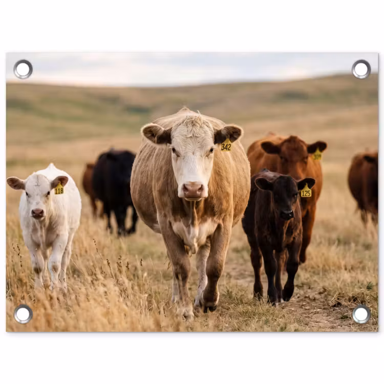 Runderen - Kudde - Landschap - Weide - Rustig tuinposter los doek klein -3d
