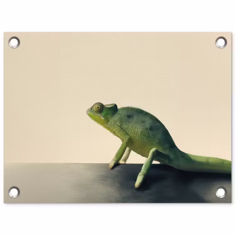 Kameleon - Groen - Minimalistisch tuinposter los doek klein -3d