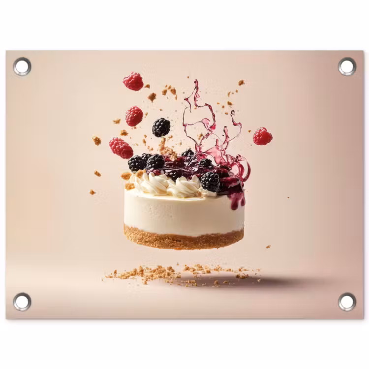 Cheesecake - Eten - Roze - Taart tuinposter los doek klein -3d