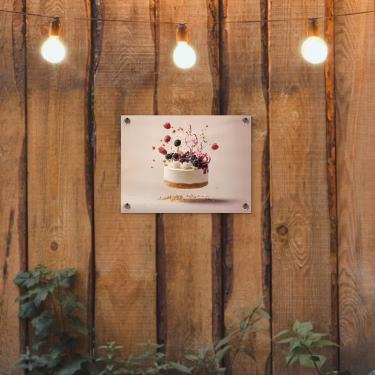 Cheesecake - Eten - Roze - Taart tuinposter los doek klein -sfeer1