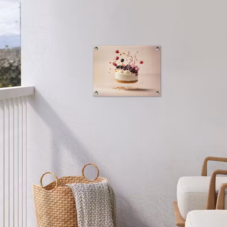 Cheesecake - Eten - Roze - Taart tuinposter los doek klein -sfeer8