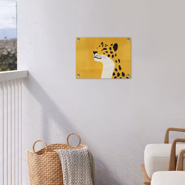 Cheetah - Illustratie - Geel tuinposter los doek klein -sfeer8