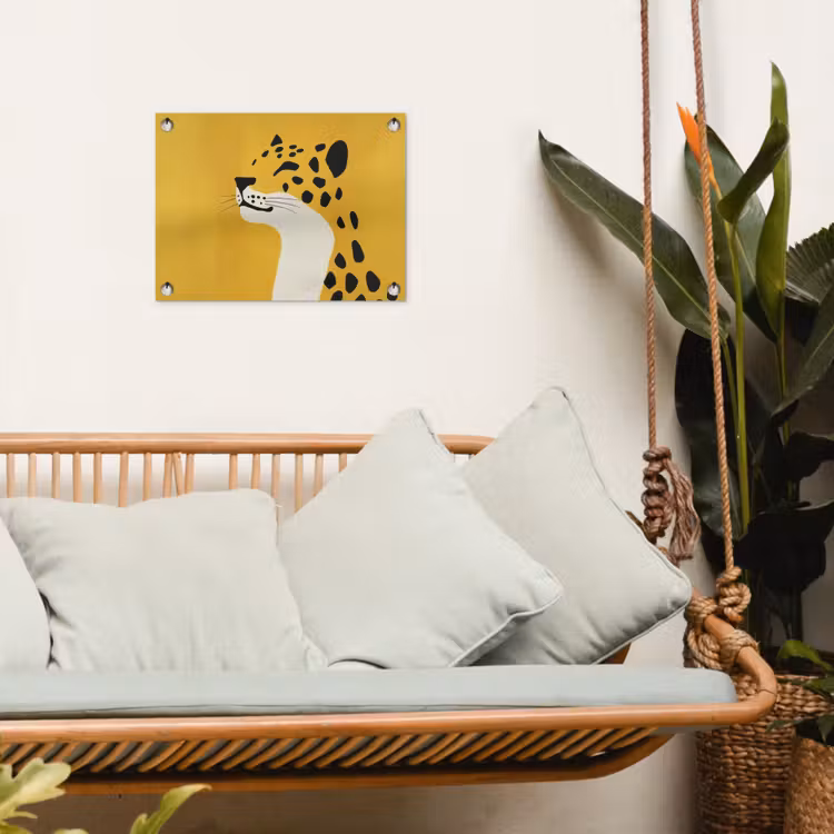 Cheetah - Illustratie - Geel tuinposter los doek klein -sfeer7