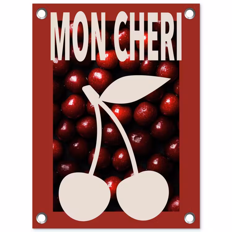Kersen - Illustratie - Rood tuinposter los doek klein -3d
