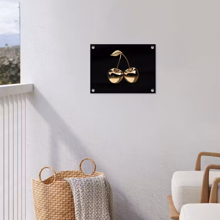 Kersen - Zwart - Goud - Chrome tuinposter los doek klein -sfeer8