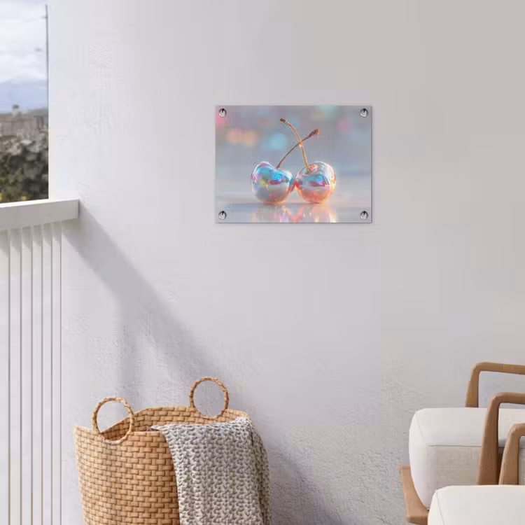 Kersen - Glanzend - Regenboogkleur tuinposter los doek klein -sfeer8