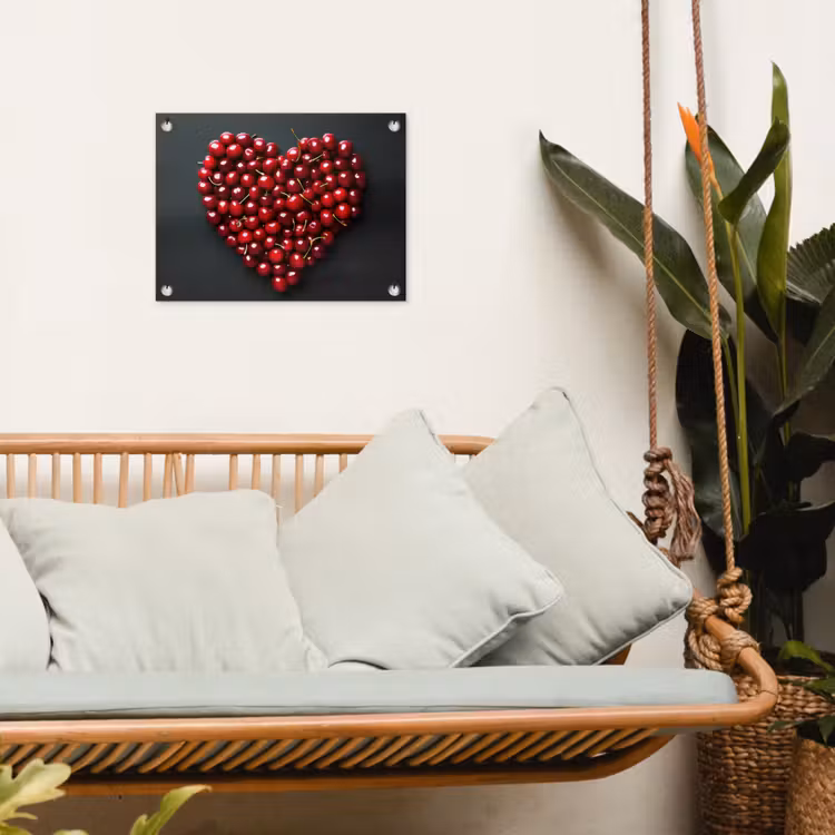 Kersen - Hart - Rood - Zwart tuinposter los doek klein -sfeer7