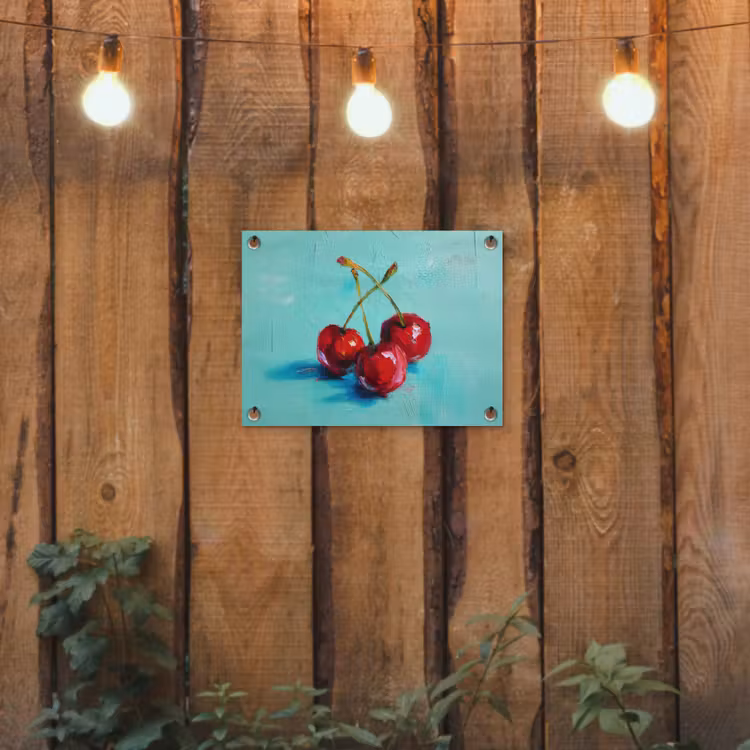 Kersen - Rood - Drie - Geverfd tuinposter los doek klein -sfeer1