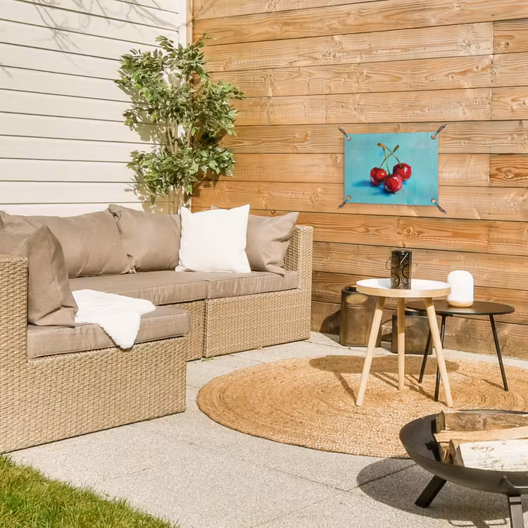 Kersen - Rood - Drie - Geverfd tuinposter los doek klein -sfeer4