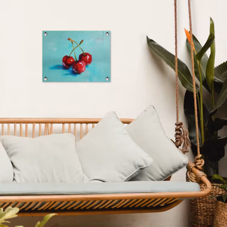 Kersen - Rood - Drie - Geverfd tuinposter los doek klein -sfeer7