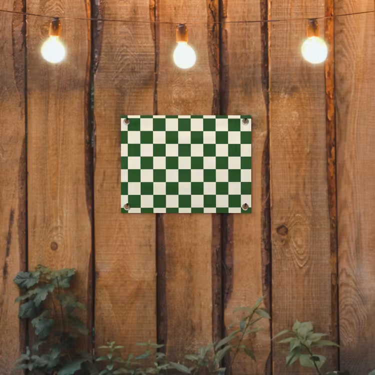 Schaakbord - Patroon - Groen tuinposter los doek klein 239 -sfeer1