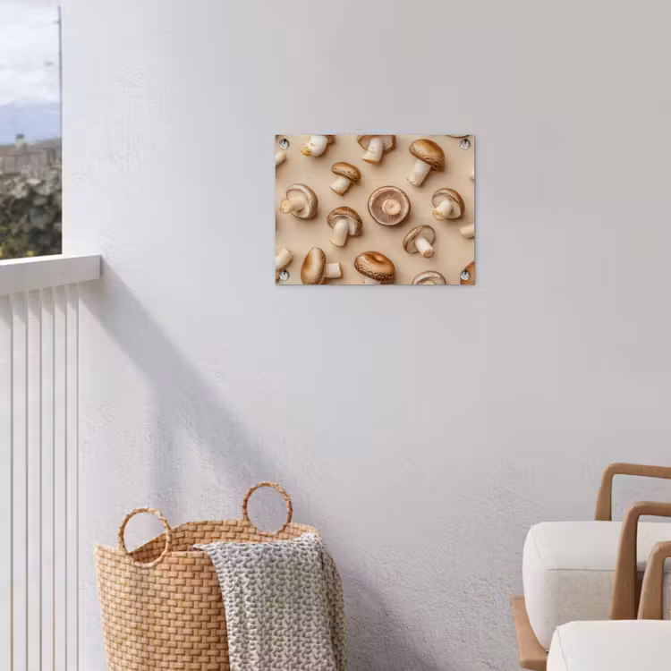 Kastanje Champignons - Beige tuinposter los doek klein -sfeer8
