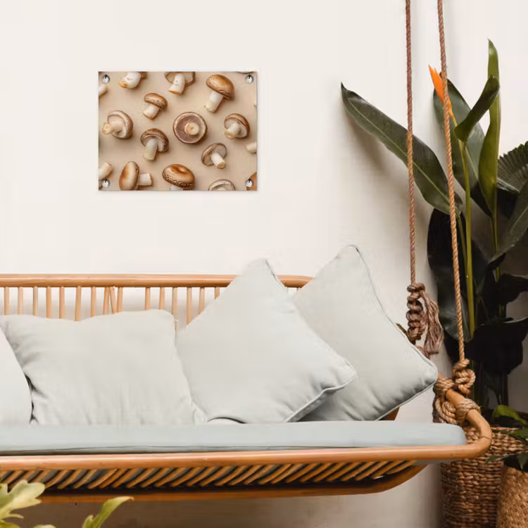 Kastanje Champignons - Beige tuinposter los doek klein -sfeer7