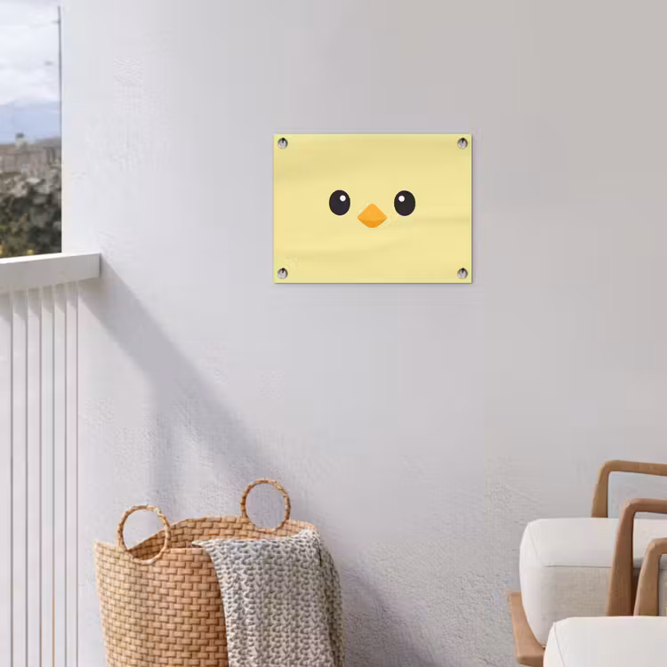 Kuiken - Vrolijk - Geel - Minimalistisch tuinposter los doek klein -sfeer8