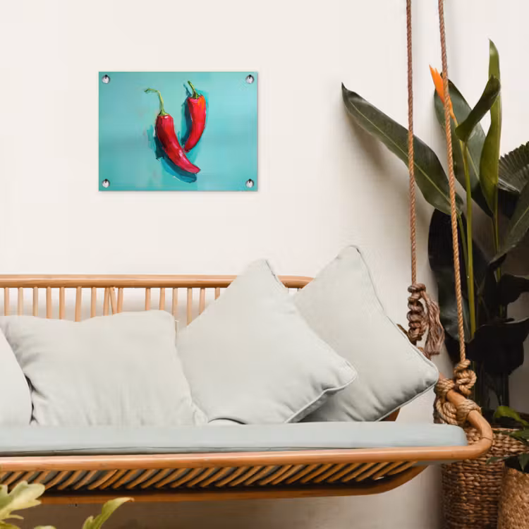 Chilipepers - Geverfd - Rood tuinposter los doek klein -sfeer7