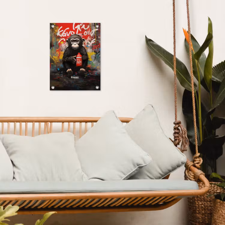 Chimpansee voor graffiti muur tuinposter los doek klein -sfeer7