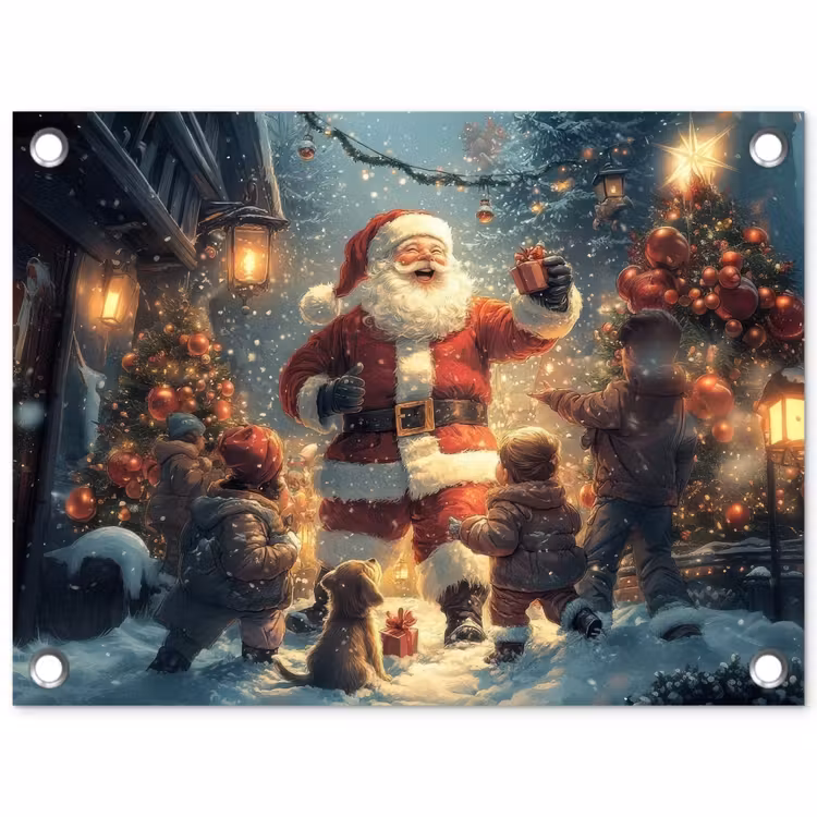 Kerstvreugde - Sneeuw - Kleurrijk tuinposter los doek klein -3d