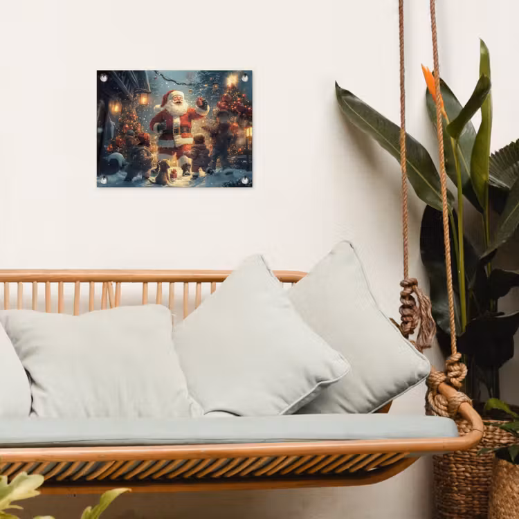 Kerstvreugde - Sneeuw - Kleurrijk tuinposter los doek klein -sfeer7