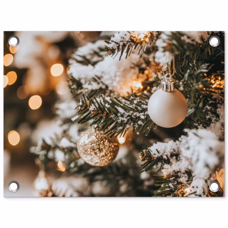 Kerst - Kerstboom - Winter - Binnen - Sneeuw tuinposter los doek klein -3d