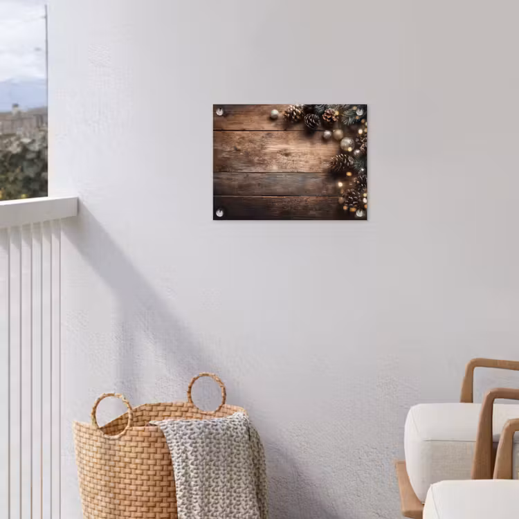 Kersthoekdecoratie - Dennenappels - Lichtjes tuinposter los doek klein -sfeer8
