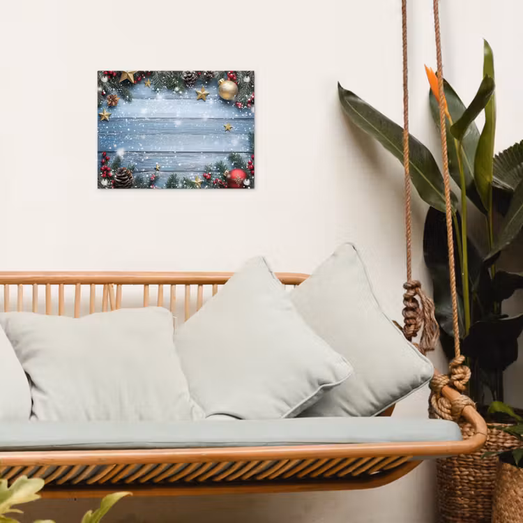 Kerstomlijsting - Sneeuw - Meerkleurig tuinposter los doek klein -sfeer7