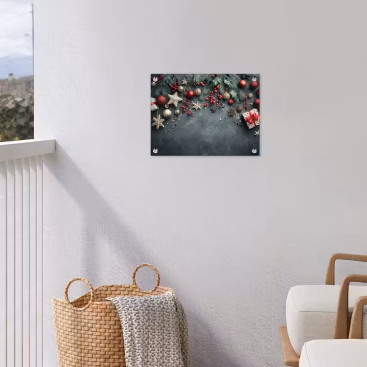 Kerstomlijsting - Hulst - Kleurrijk tuinposter los doek klein -sfeer8