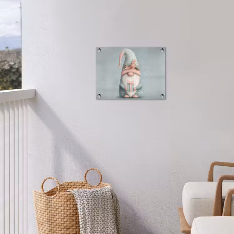Kerstgnome - Cadeau - Groen tuinposter los doek klein -sfeer8
