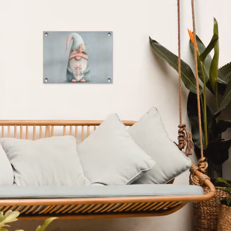 Kerstgnome - Cadeau - Groen tuinposter los doek klein -sfeer7