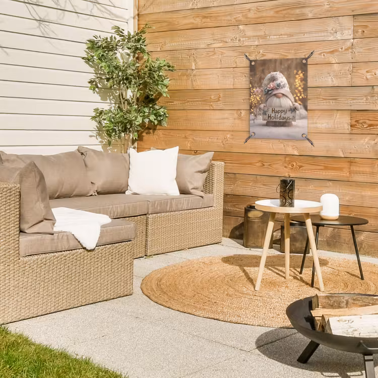 Kerst - Gnome - Bord - Kleurrijk tuinposter los doek klein -sfeer4