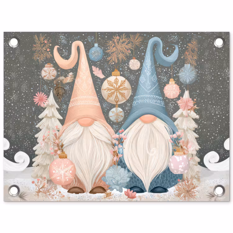 Kerst - Gnomen - Pastel tuinposter los doek klein -3d