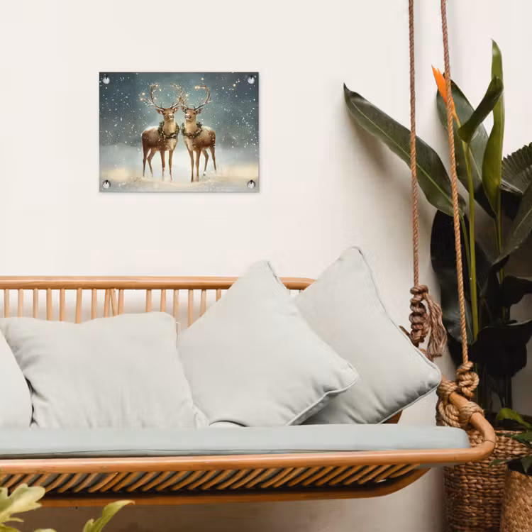 Kerstmagie - Winterwoud - Rendier tuinposter los doek klein -sfeer7
