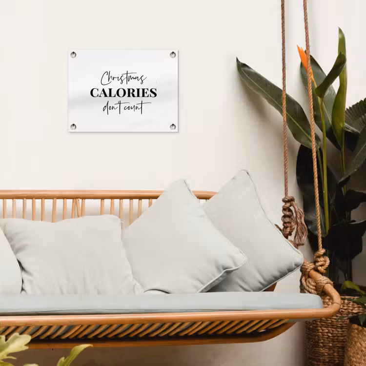 Kerst quote - Winter - Christmas calories - Wit tuinposter los doek klein -sfeer7
