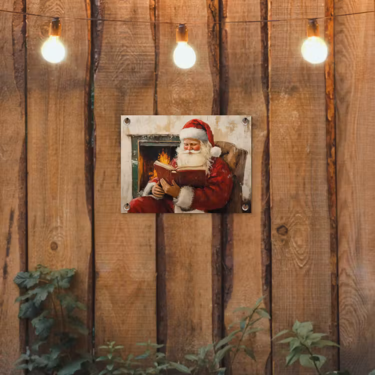Kerst - Kerstman - Winter - Open Haard tuinposter los doek klein -sfeer1