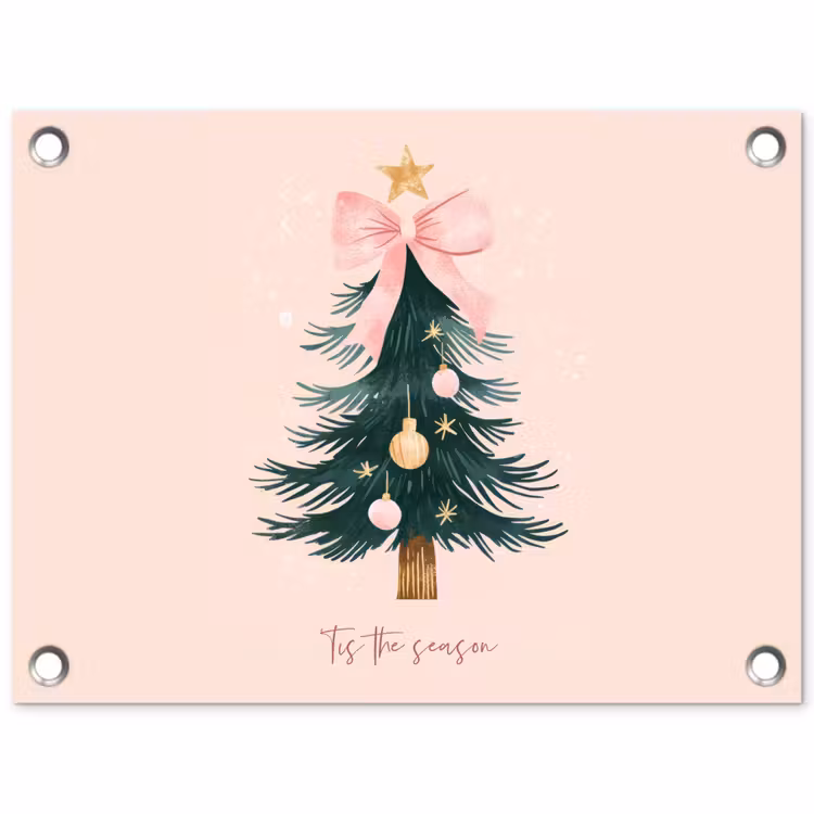 Christmas Season - Kerst - Kerstboom - Roze tuinposter los doek klein -3d