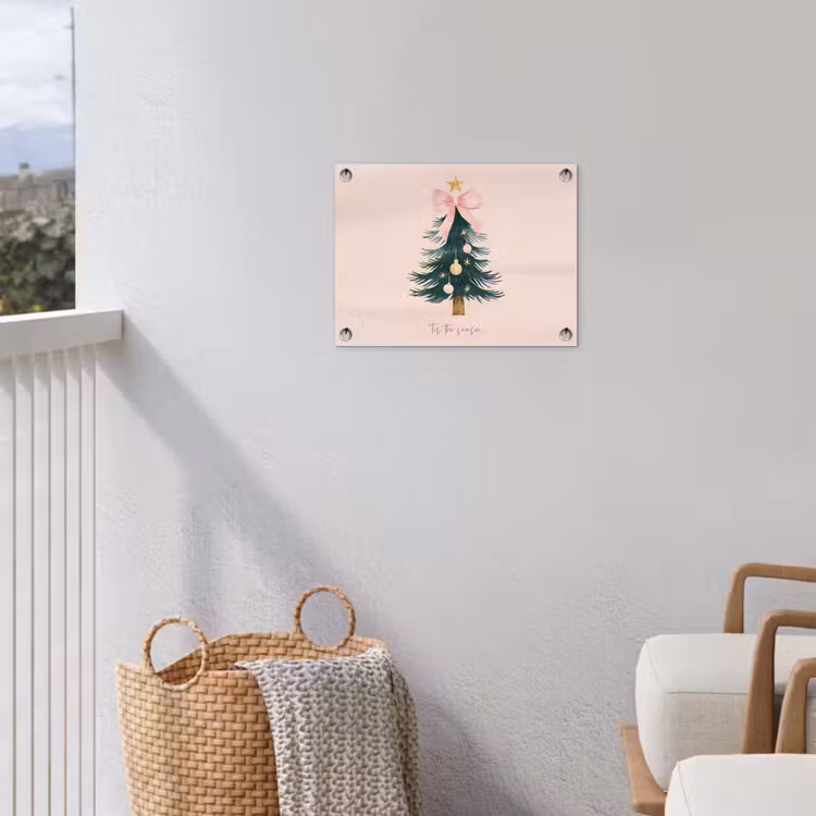 Christmas Season - Kerst - Kerstboom - Roze tuinposter los doek klein -sfeer8